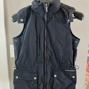 Lauren Active by Ralph Lauren black zip up vest with convertible hood small